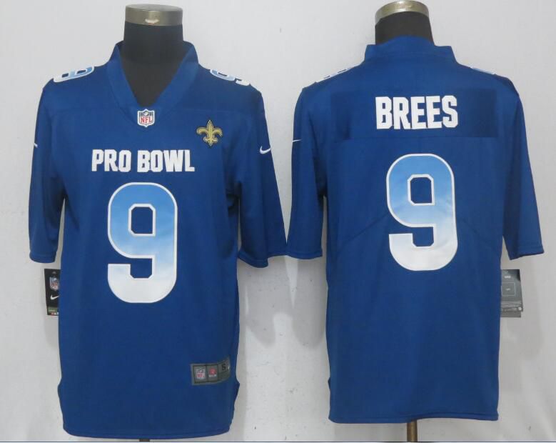 Men New Orleans Saints #9 Brees Blue New Nike Royal 2018 Pro Bowl Limited NFL Jerseys->boston bruins->NHL Jersey